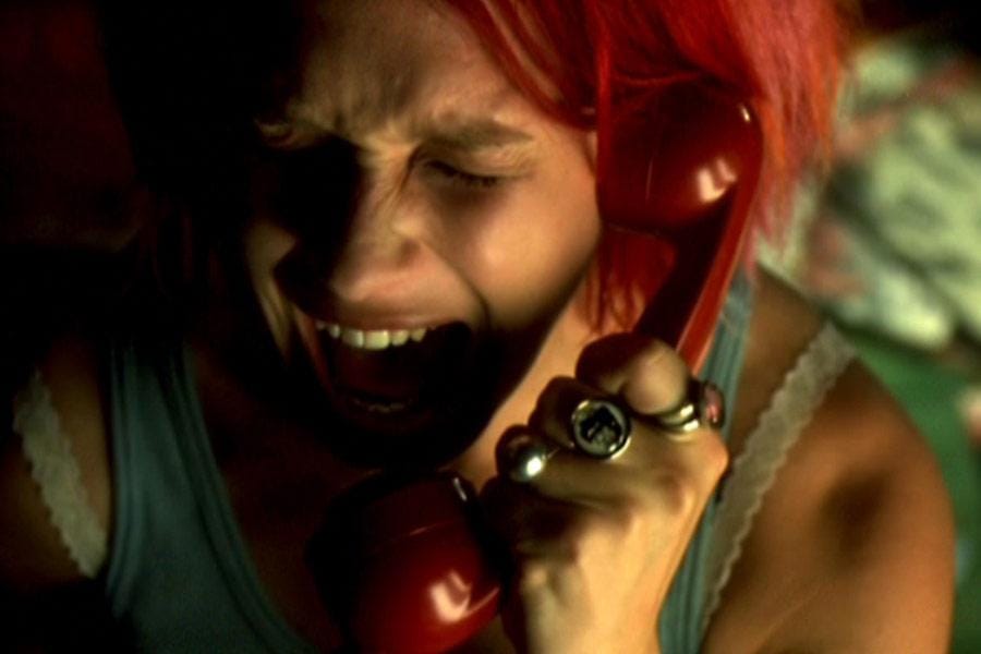 Lola on the phone in Run Lola Run